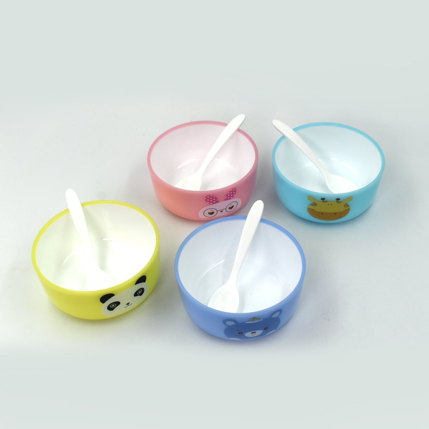 4816 Plastic Animal Cartoon Colorful Bowl set, 4 Pieces Bowl with 4 Spoons for Kids (Assorted Color) 4816 Plastic Animal Cartoon Colorful Bowl set, 4 Pieces Bowl with 4 Spoons for Kids (Assorted Color)